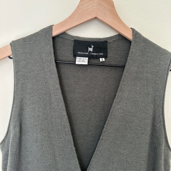 PERUVIAN CONNECTION Long Button Up Sweater Vest - Picture 2 of 5